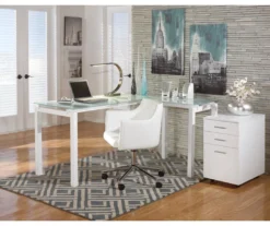 Baraga White L-Shaped Corner Desk -Optimal furniture sale 810389269 1