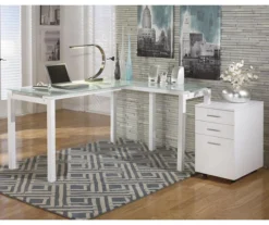 Baraga White L-Shaped Corner Desk -Optimal furniture sale 810389269 3
