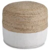 Sweed Valley Natural & White Round Pouf -Optimal furniture sale 810389291 1
