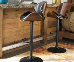 Bellatier Black & Brown Contoured Adjustable Height Barstool -Optimal furniture sale 810409018 3