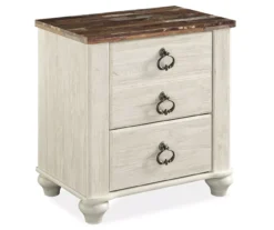 Optimal furniture sale 19 Willowton Whitewash Nightstand