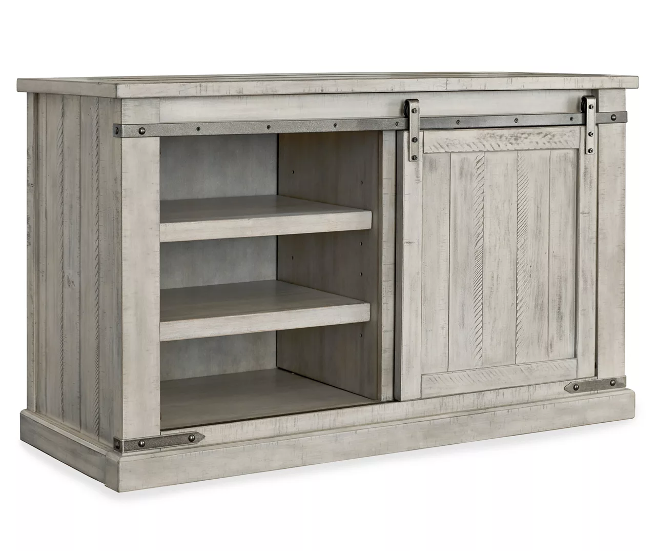 Carynhurst Whitewash Sliding Barn Door TV Stand 3 Carynhurst Whitewash Sliding Barn Door TV Stand - Image 2