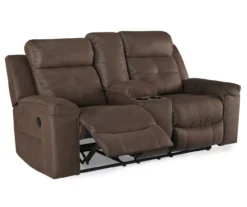 Jesolo Coffee Brown Reclining Console Loveseat -Optimal furniture sale 810519673 1