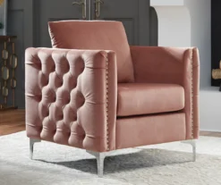 Lizmont Blush Tufted Velvet Accent Chair -Optimal furniture sale 810542292 1