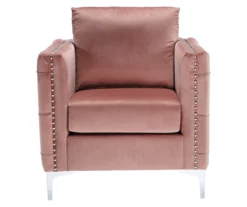 Lizmont Blush Tufted Velvet Accent Chair -Optimal furniture sale 810542292 2