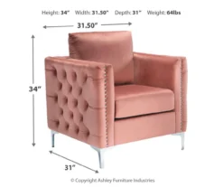 Lizmont Blush Tufted Velvet Accent Chair -Optimal furniture sale 810542292 3