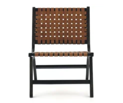 Fayme Camel Armless Leather Woven-Back Lounge Chair 10 Fayme Camel Armless Leather Woven-Back Lounge Chair -Optimal furniture sale 810542301 2