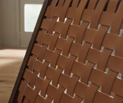 Fayme Camel Armless Leather Woven-Back Lounge Chair 11 Fayme Camel Armless Leather Woven-Back Lounge Chair -Optimal furniture sale 810542301 3