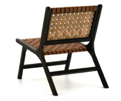 Fayme Camel Armless Leather Woven-Back Lounge Chair 13 Fayme Camel Armless Leather Woven-Back Lounge Chair -Optimal furniture sale 810542301 5