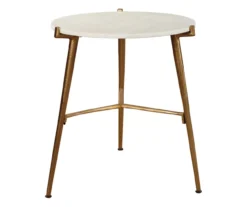 Chadton Round White Marble & Gold Metal Accent Table -Optimal furniture sale 810542302 2
