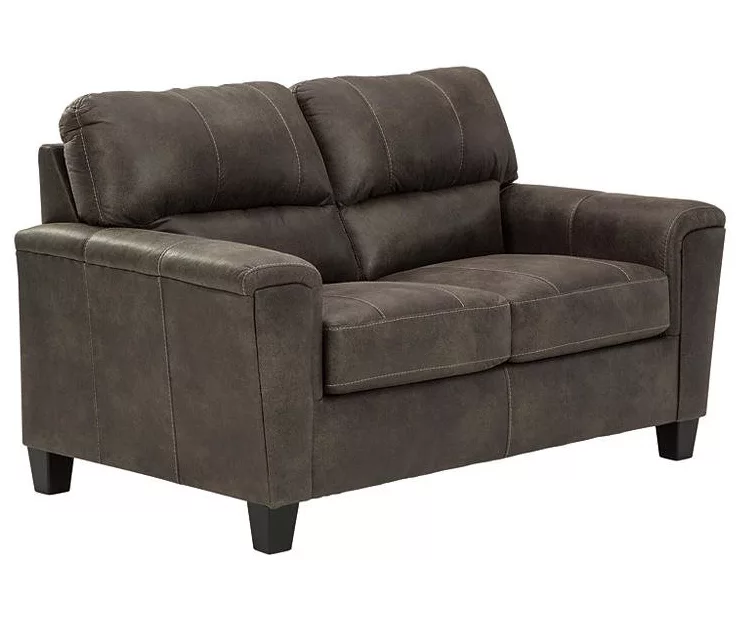 Navi Smoke Faux Leather Loveseat 4 Navi Smoke Faux Leather Loveseat - Image 2