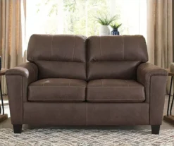 Navi Chestnut Faux Leather Loveseat -Optimal furniture sale 810587484 5 1