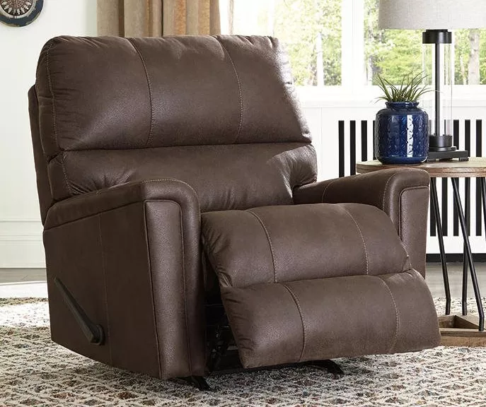 Navi Chestnut Faux Leather Rocker Recliner 5 Navi Chestnut Faux Leather Rocker Recliner - Image 3
