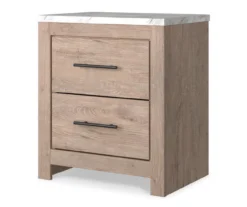 Senniberg Oak & Faux Calcutta 2-Drawer Nightstand -Optimal furniture sale 810589298 2