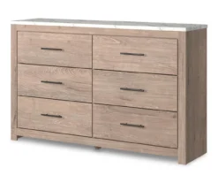 Senniberg Oak & Faux Calcutta 6-Drawer Dresser -Optimal furniture sale 810589299 2