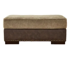 Alesbury Brown Faux Leather Ottoman