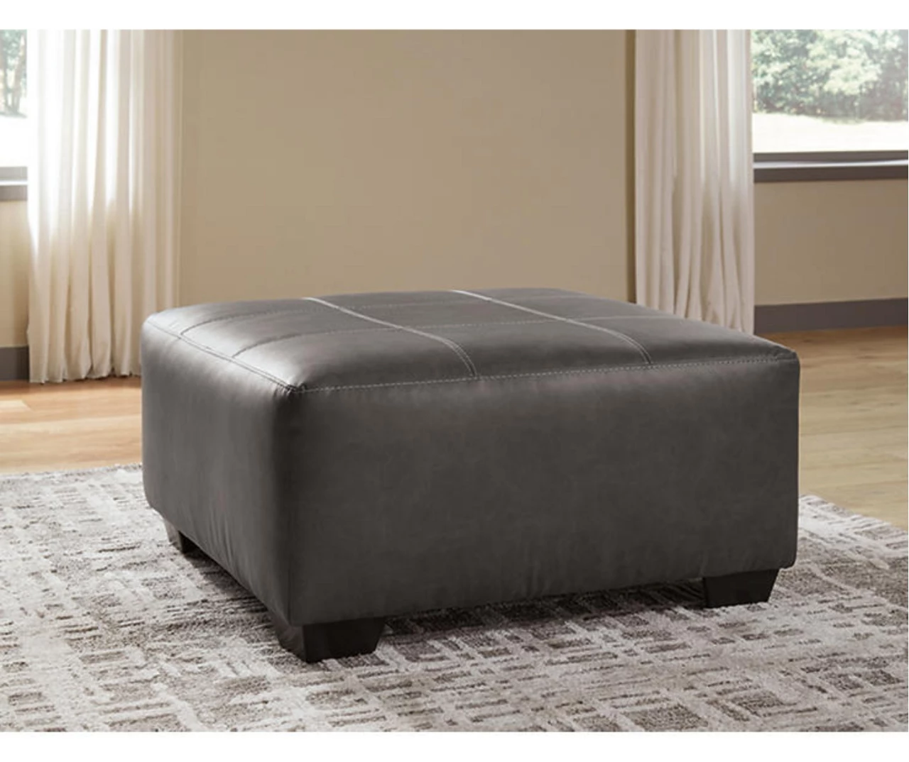Aberton Gray Faux Leather Oversize Accent Ottoman 4 Aberton Gray Faux Leather Oversize Accent Ottoman - Image 2