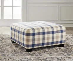 Meggett Blue & Beige Plaid Oversize Accent Ottoman -Optimal furniture sale 810612370 3