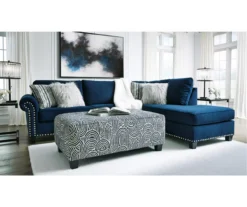 Trendle Blue & Tan Oversize Accent Ottoman -Optimal furniture sale 810612384 4